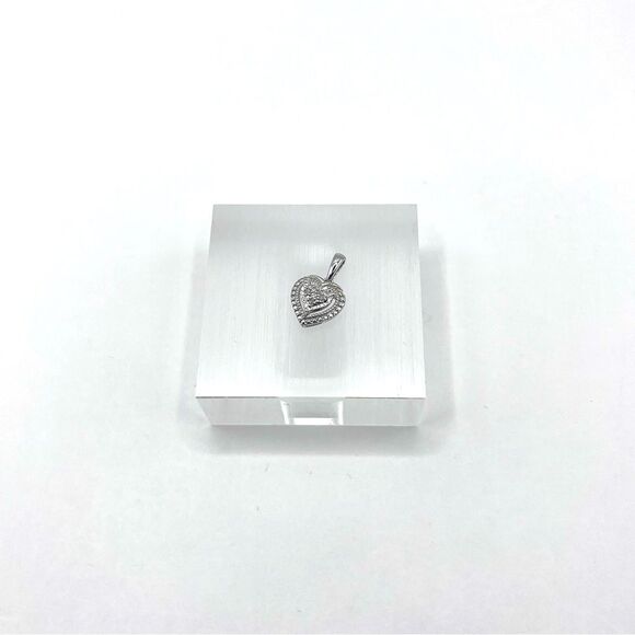 Heart Shaped Natural Diamond Sterling Silver Necklace - Picture 7 of 8